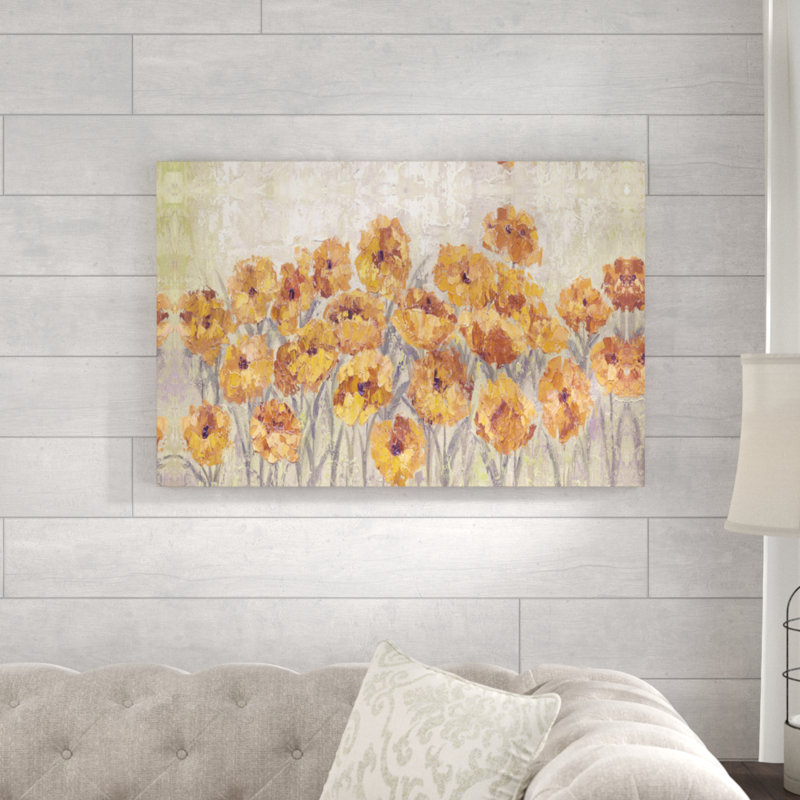 Golden Sunset Flowers - reproduction sur toile, H 24 po x l 36 po