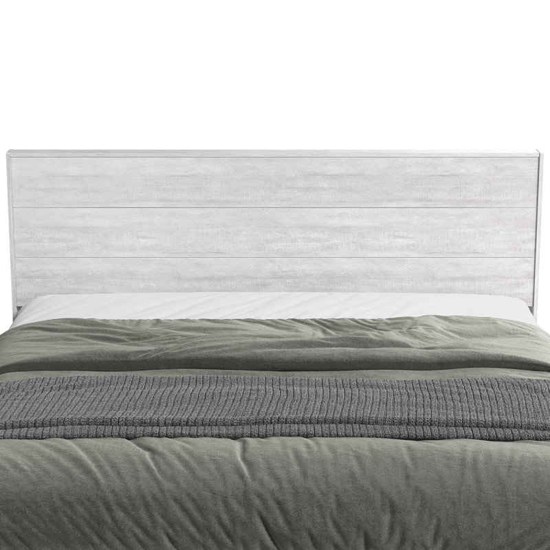 Allyannah Levison Platform Bed With Headboard, King, Dusty Gray Oak