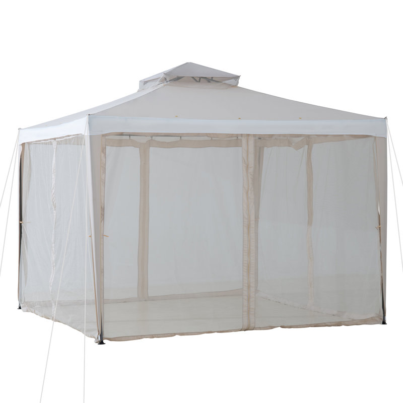 Pavillon de jardin à toit souple Sunjoy, Beige / Blanc, Bordure de jardin x 10 pi,