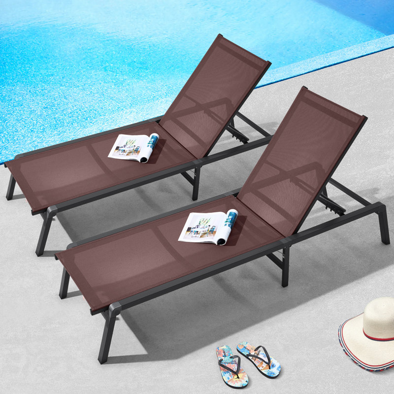 Chaise longue d'extérieur réglable à 5 positions pour 2 chaises longues