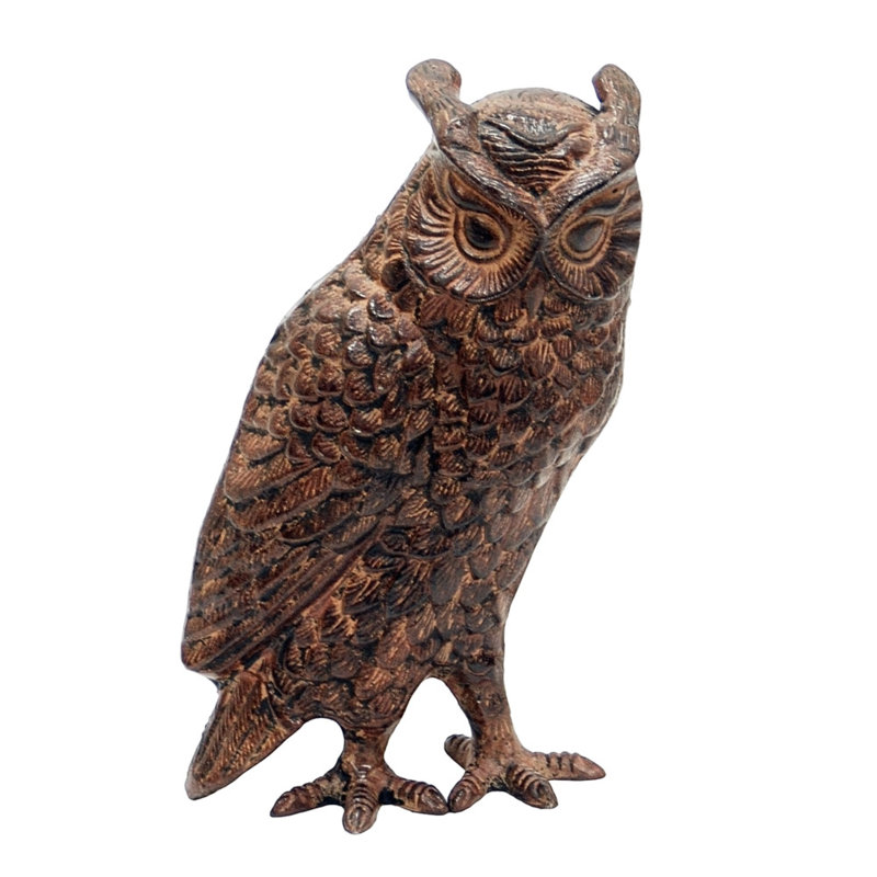 Bronze Great Horned Owl Garden Statue
