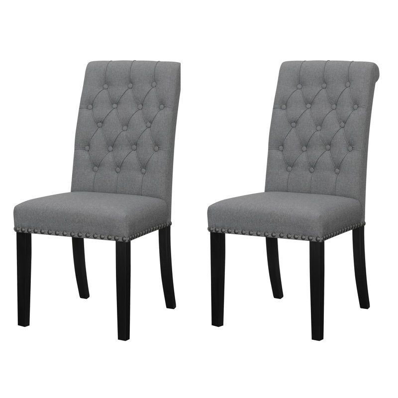 Chaises d'appoint rembourrées avec garniture cloutée Nantucket, gris