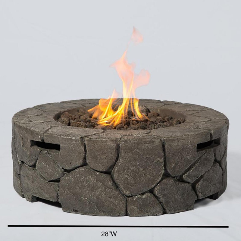 Fiber Reinforced Concrete Outdoor Fire pit, 28'' H x 9'' W x 28'' D, Stone Gray