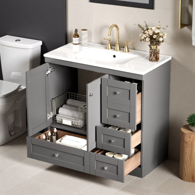  Meuble-lavabo simple 36 po avec plateau en céramique