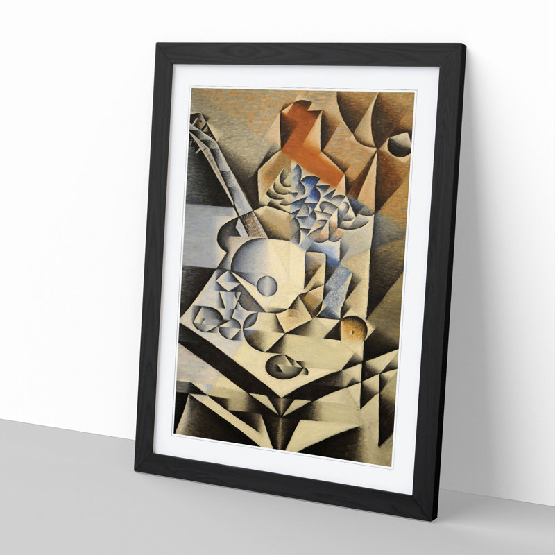 Still Life with Flowers by Juan Gris - Picture Frame Painting, 65cm H x 48cm W x 2cm D, Black