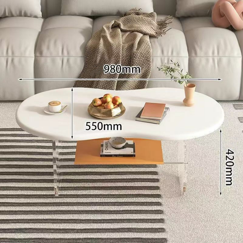 Table basse de luxe 39,4 pouces en forme de noix de cajou de luxe en forme de noix de cajou, table d'appoint de salon, fabriquée en matériau acrylique de 12 mm, haute capacité de charge