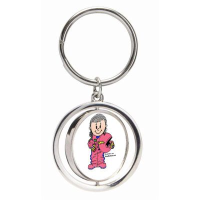 Personalized Future Race Car Driver - Female, Pink Small Spinning Key Chain