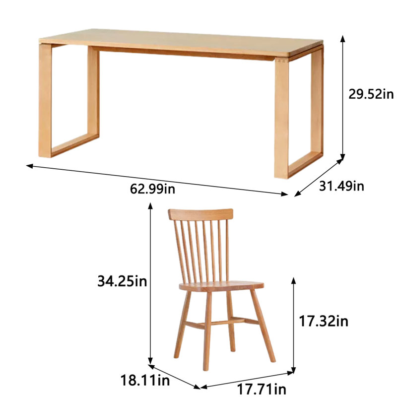 Long table work table Solid wood large board table, 29.52"H x 62.99"L x 31.49"W