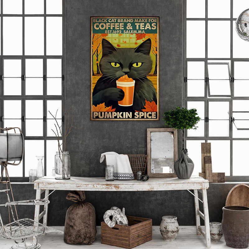 «Black Cat Brand Make For Coffee And Tea», reproduction d'art rectangulaire sur toile tendue sur toile tendue