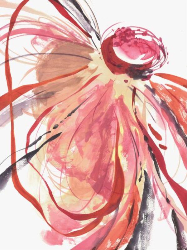 Full Blossom I Painting by Sara Brown, Glass Coat, 48" H x 36" W