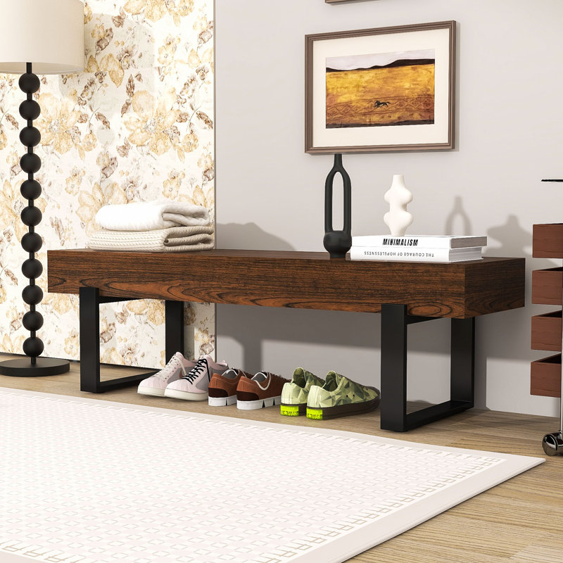 Modern Multi-Functional Bench with Sturdy Legs, Thick MDF Top, Espresso