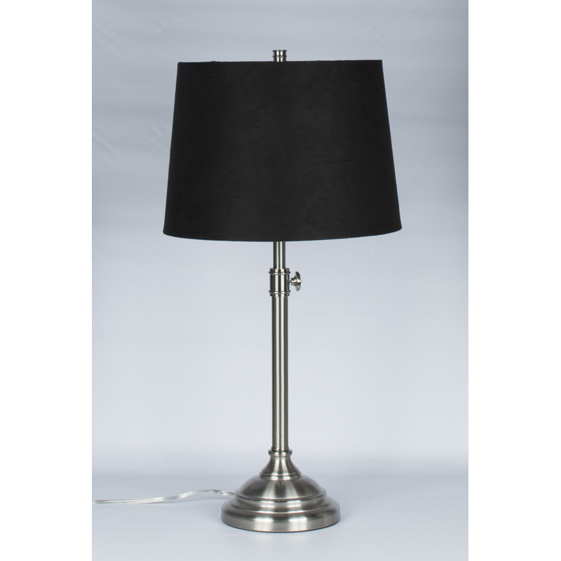 Caitlynne Metal Table Lamp, Black Suede, Brushed Nickel