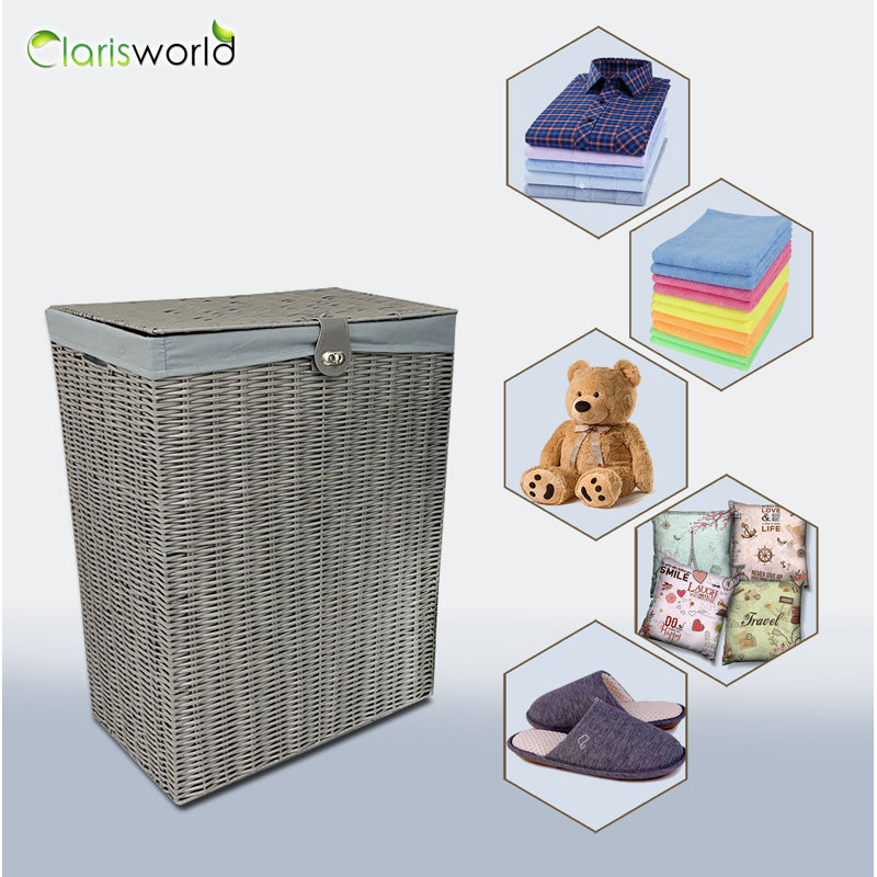 Hand Woven Plastic Laundry Basket with Handles
