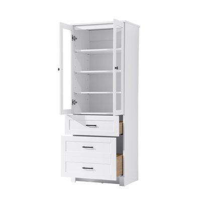 Armoire de rangement en verre blanche 24 po