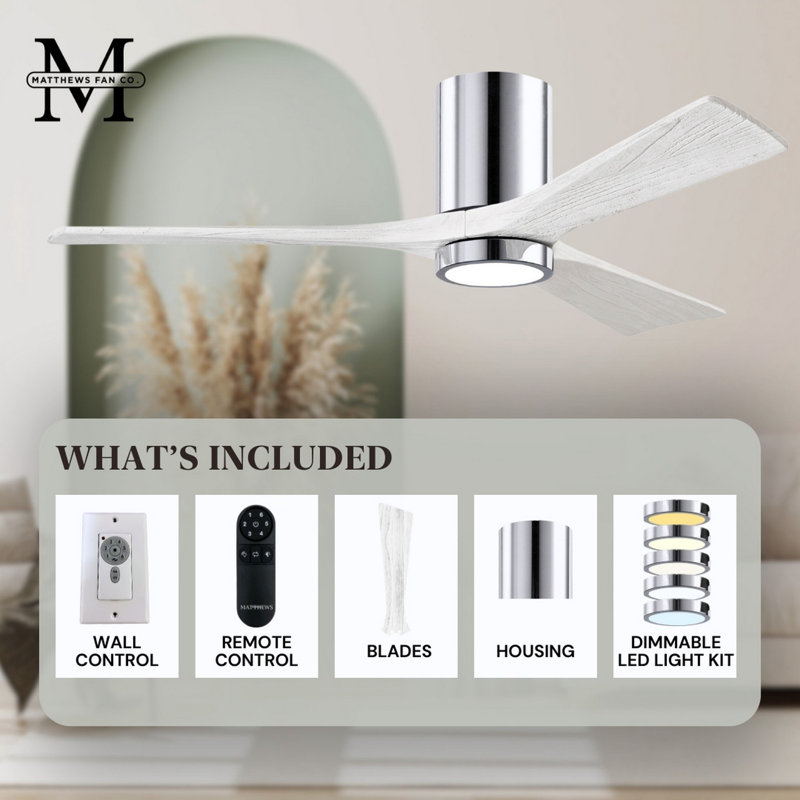 Irene LED Ceiling Fan, Polished Chrome, 60", Matte White