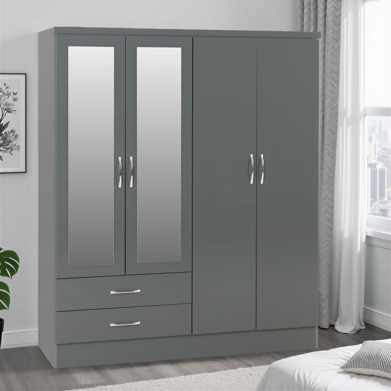 Cascio 4 Door Wardrobe, Gloss Grey