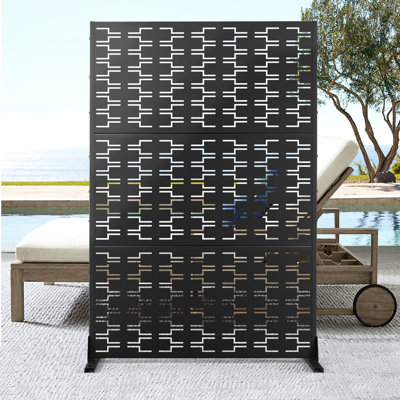 72" H x 47" W Metal Privacy Screen, Outdoor Privacy Screens - Decorative Outdoor Divider with Stand, Outdoor privacy Panels for Balcony & Patio by UFURYRIDE