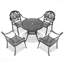 Ensemble de 5 meubles de patio en aluminium coulé avec cadre noir et coussins de siège bruns