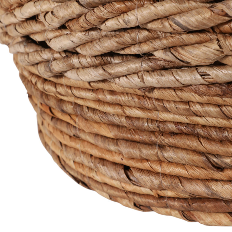 Paniers décoratifs tissés ronds avec poignées pour le rangement domestique - Rangement polyvalent moderne pour la chambre à coucher - Ensemble de 4, 19 po, 18 po, 16 po, brun