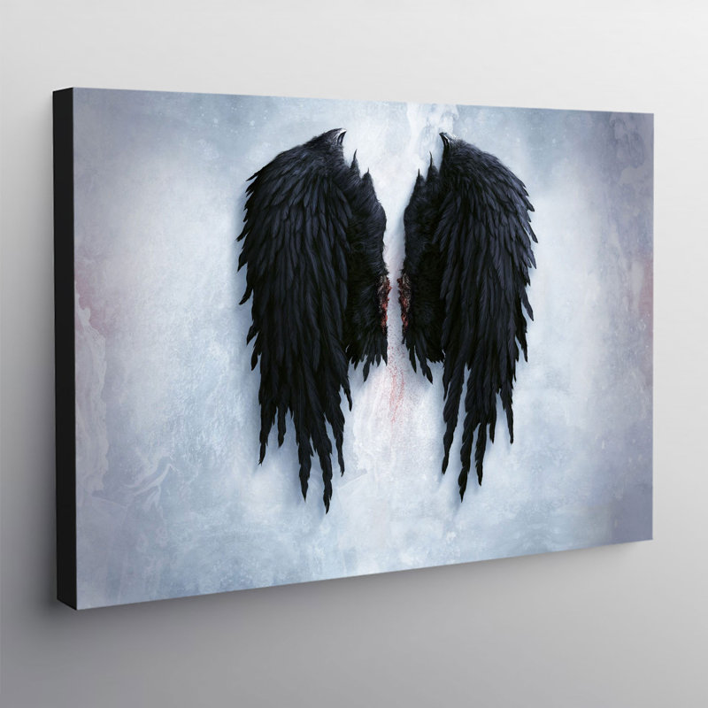 Black Angel Wings - Wrapped Canvas Print, 30.5cm H x 40.6cm W x 3.8cm D