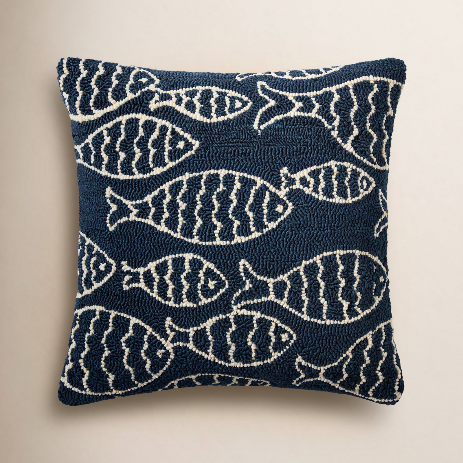 Cavett Embroidered Indoor/Outdoor Throw Pillow, Polyester/Polyfill, Navy