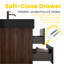 Meuble-lavabo en noyer de 36 po Grace avec lavabo en quartz noir mat et tiroirs noirs doux, meuble-lavabo mural flottant pour salle de bain moderne, sans drain ni robinet, KD