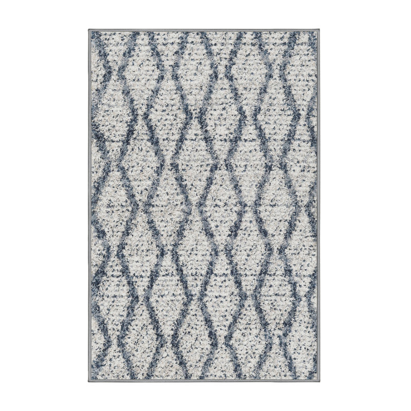 Tapis gris/bleu zone contemporaine, Rectangle 8 pi x 10 pi