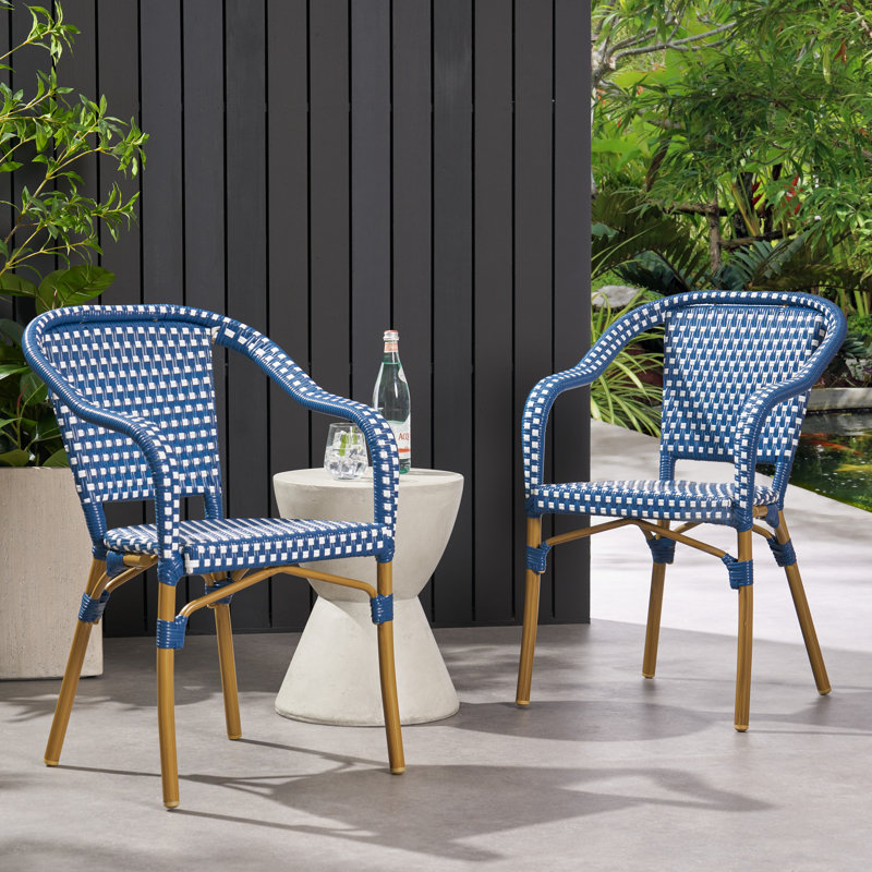 Chaise BISTRO (ensemble de 2), Blanc / Bleu marine