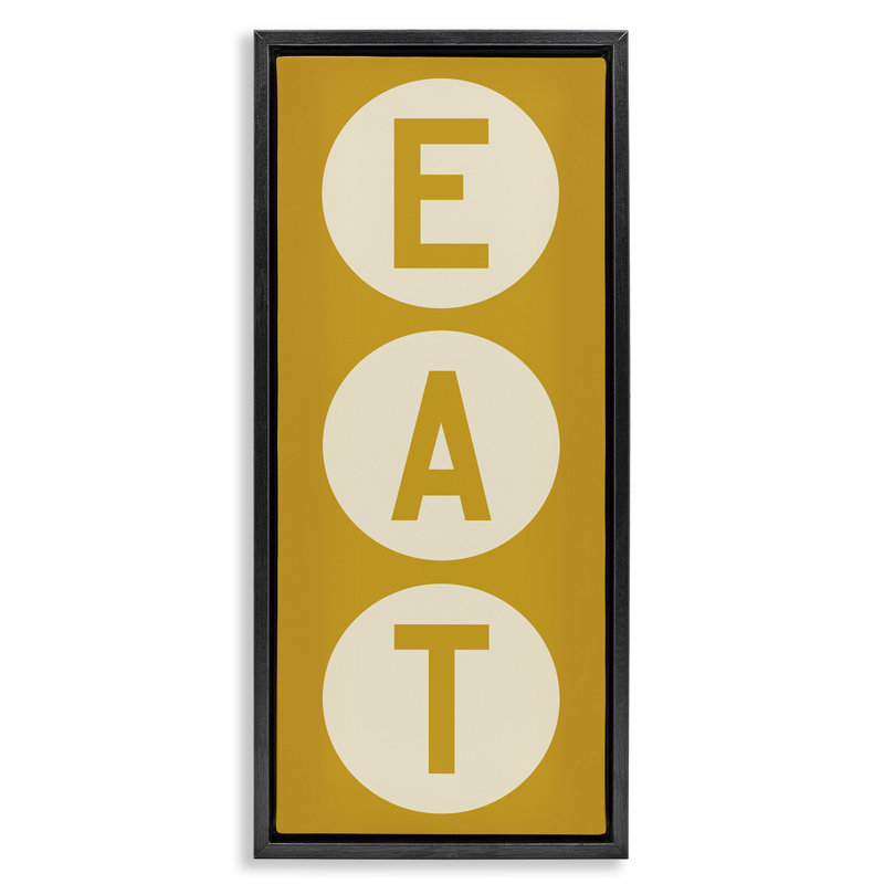Enseigne rétro «Eat», H 25 po x l 11 po, Cadre flottant noir de jais
