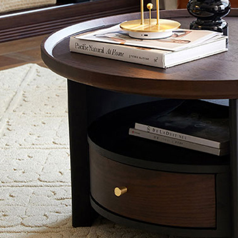 Vintage solid wood round house coffee table