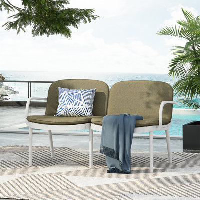 Outdoor Patio PP Loveseat Frame With Cushion