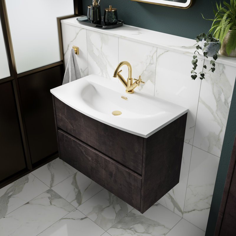 Havana 800 mm Single Vanity with Drop In Basin, Metallic Slate, 80cm W