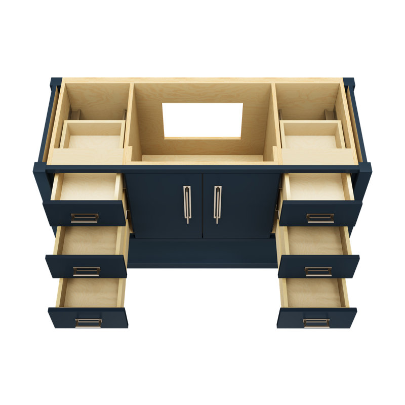 Kiawah Single Extra Wide Bath Vanity, Hague Blue, Satin Nickel, 54"