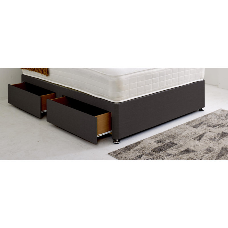 Divan Bed with Autumn Headboard, King (150 x 200 cm), 2x Drawers Foot End, Grey Charcoal