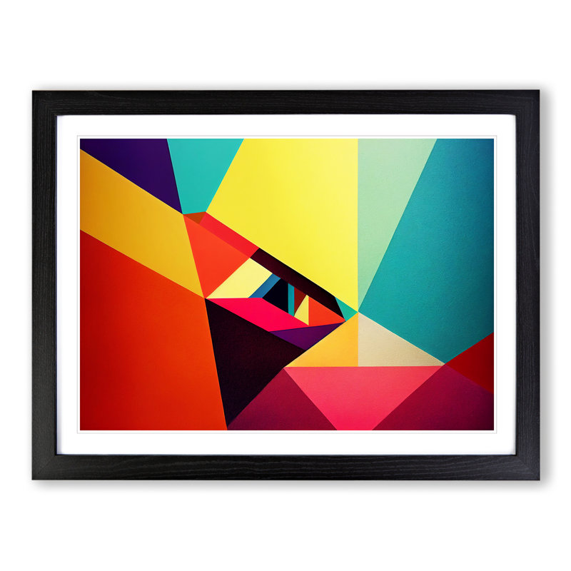 Appealing Modern Abstract Art - Single Picture Frame Print, 46cm H x 64cm W, Black
