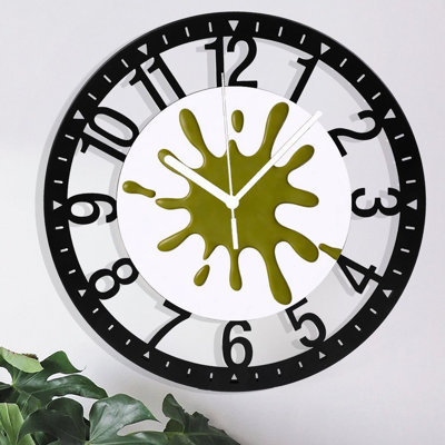 10" Round Iron Wall Clock with Silent Quartz Movement, Arabic Numerals, UV-Printed Design