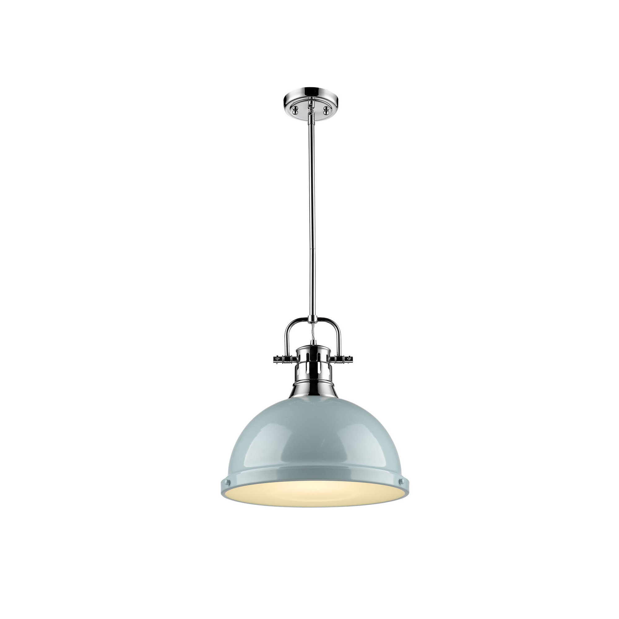 Calico Single Light Steel Dimmable Pendant, Seafoam, Chrome