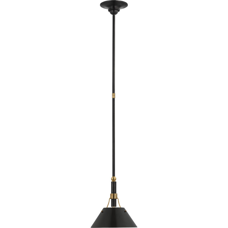 Thomas O'Brien Turlington Small Pendant, 54.25" H x 8.75" W x 8.75" D, Bronze/Antique Brass, Bronze