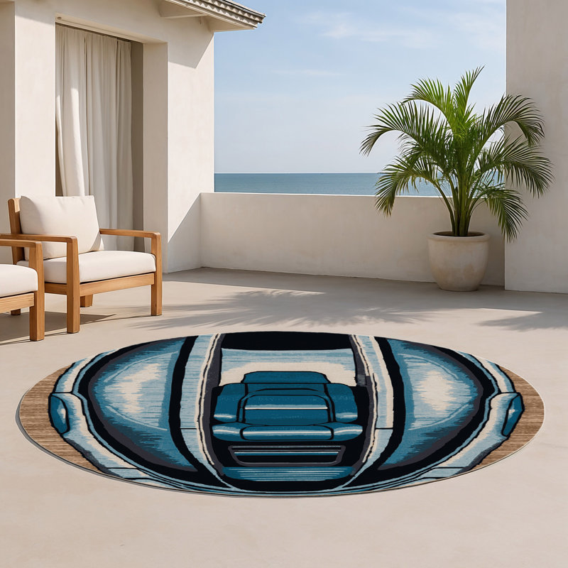 Tapis intérieur et extérieur gris Transport, Rond 5 pi