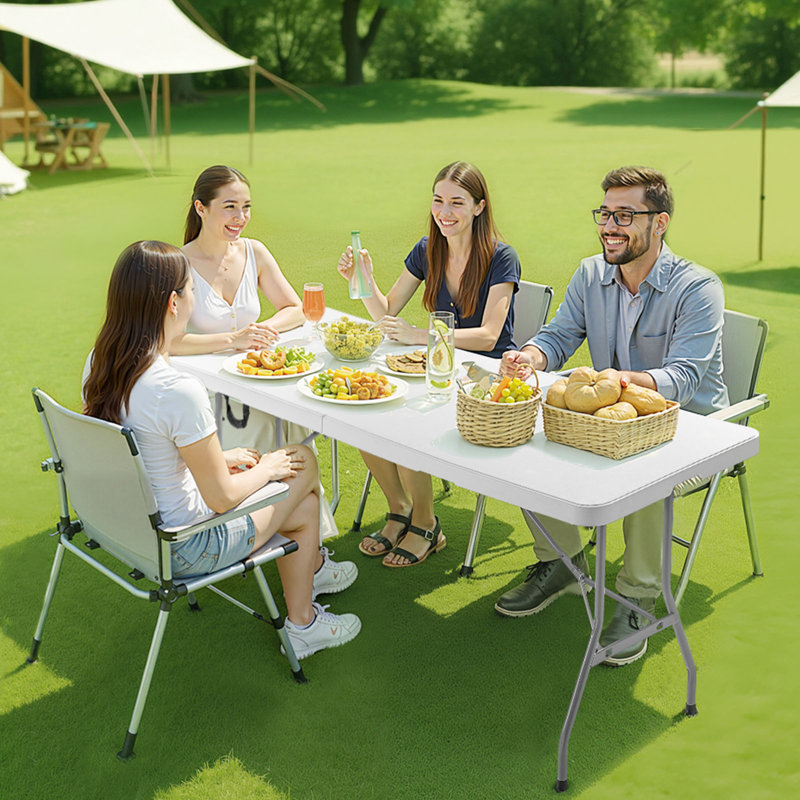 Table pliante en plastique, H 29,1 po x L 96,1 po x P 29,5 po, Blanc