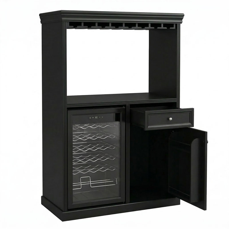 Armoire à vin 63 po avec réfrigérateur, tiroir et porte-verre H 63 po