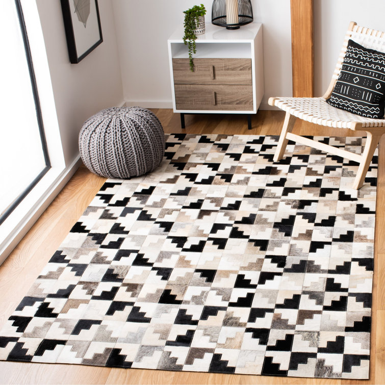 Stasia Hand Woven Leather Geometric Rug