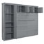 Grand lit escamotable mural avec armoires, gris