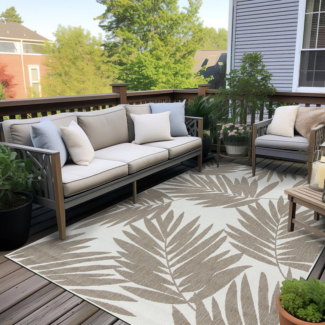 Benavidez Reversible Floral Beige/Ivory Indoor & Outdoor Area Rug Beachcrest Home™ Rug 
