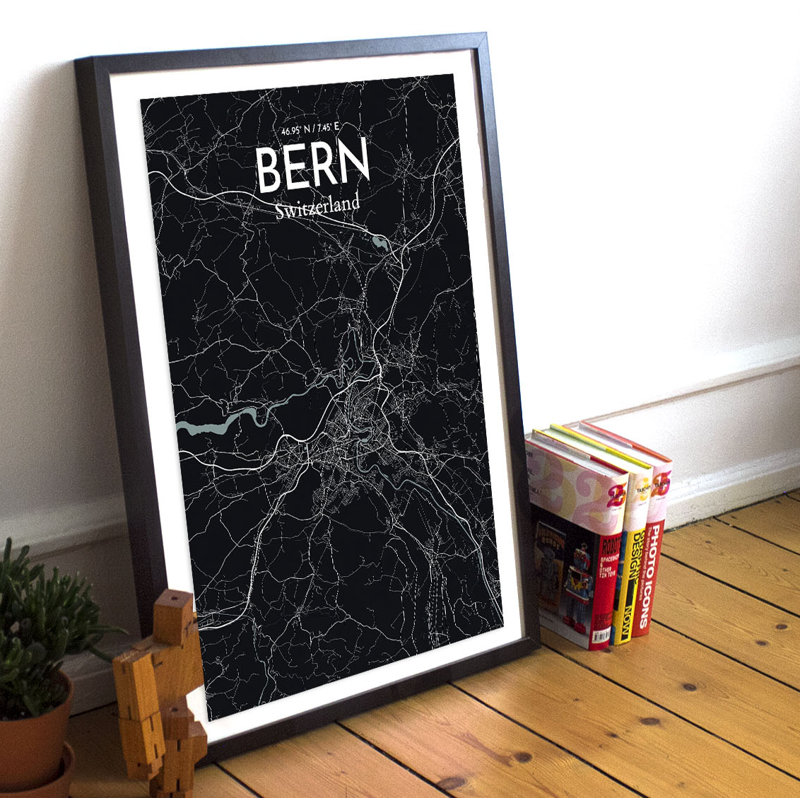 Bern City Map - No Frame Print, 43cm H x 28cm W x 0.13cm D
