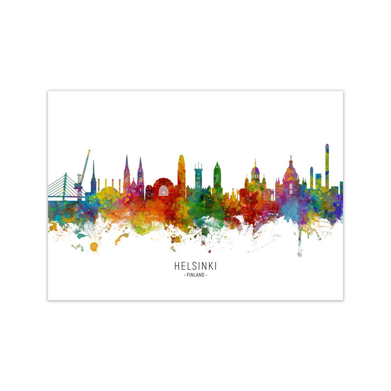 Helsinki Finland Skyline by Michael Tompsett - Print, 30cm H x 42cm W x 1cm D, Unframed