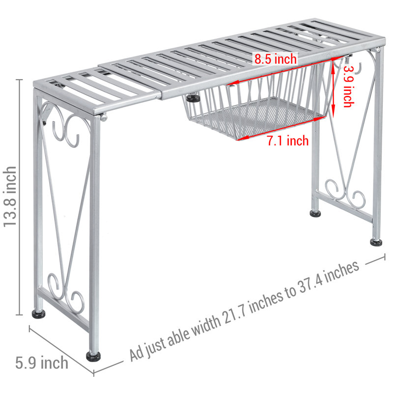 Adjustable Over the Sink Dish Rack, Silver