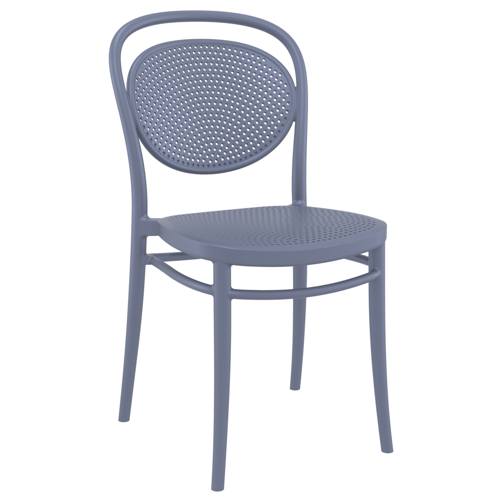 Farrah Stackable Patio Side Chair, Dark Gray