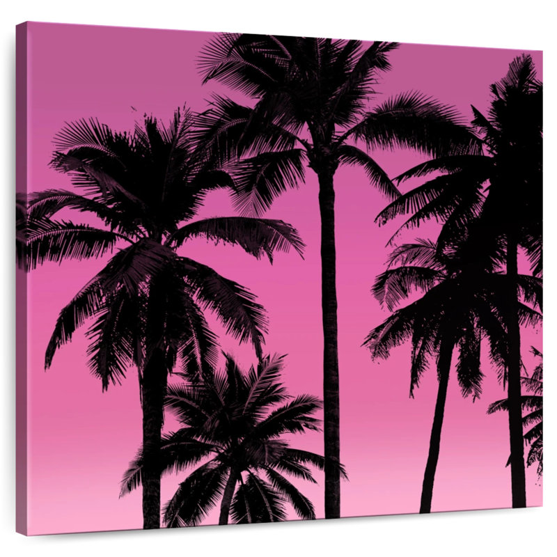 Gillard Palms Black On Pink I, 36" H x 36" W