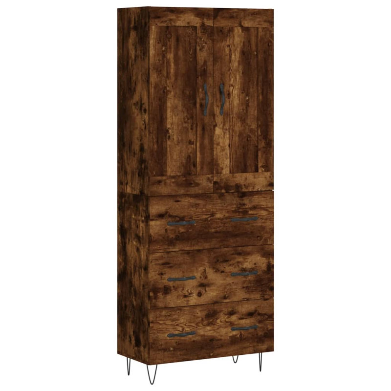 Longlier 69.5cm Wide 3 Drawer Highboard, Smoked Oak